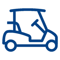 blue icon of a golf cart